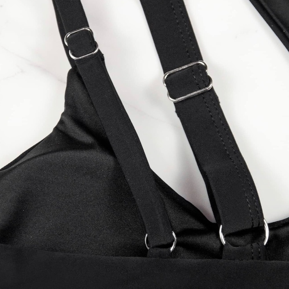 Women's Black Asymmetrical Swim Top - Picture 4 of 6